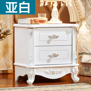 床头柜欧式木质白色雕花公主储物柜床边柜现代小户型迷你床头柜