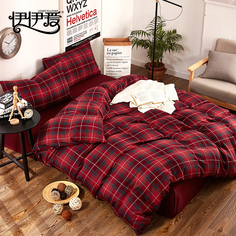 伊伊爱 全棉加厚法莱绒四件套