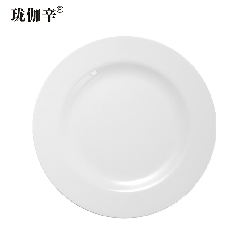 珑伽辛 耐高温密胺餐具圆平盘 自助餐盘 10英寸/个