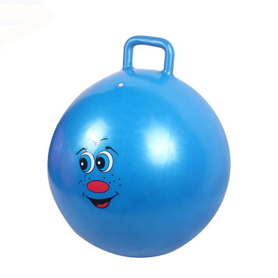 加厚羊角球儿童蹦蹦跳跳球充气球健身球瑜伽球手抓球手柄皮球55CM蓝色手把球