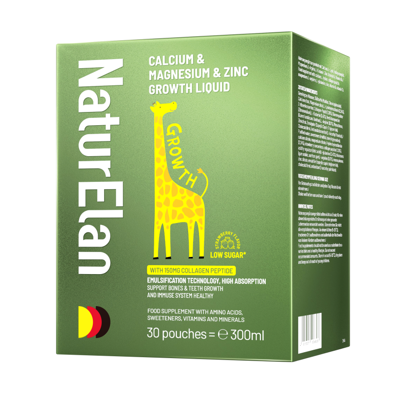 德国呐兔液体钙镁锌儿童成长赖氨酸补钙宝宝骨胶原有机进口30条