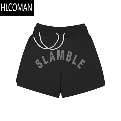 HLCOMAN夏季新款短裤男女毛圈刺绣潮流运动裤宽松篮球五分裤中裤