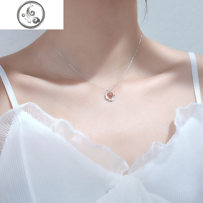 月亮莓晶项链女纯银个性简约气质网红锁骨链潮轻奢小众设计 JiMi