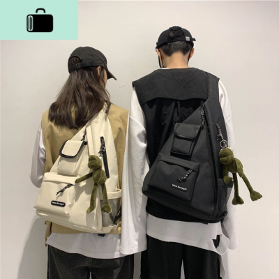 ins潮牌休闲工装背包男机能风单肩斜挎包日系复古潮流学生书包女NEW LAKE男士斜挎包