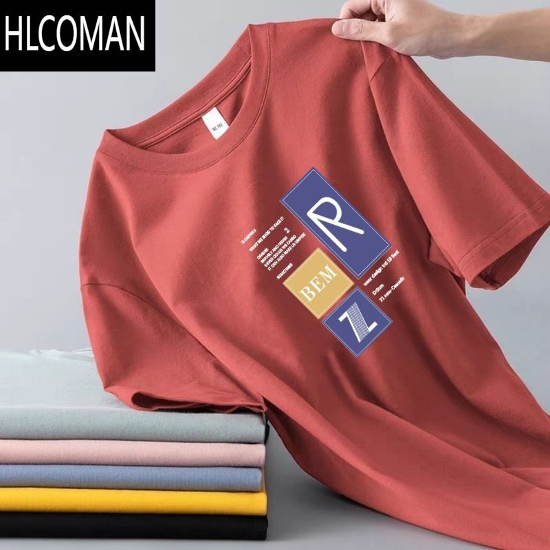 HLCOMAN新款男装短袖t恤学生夏季潮牌宽松半袖体恤衫青年上衣打底衫