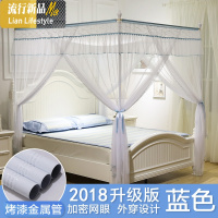 新款蚊帐1.8m床双人家用公主风三开蚊帐1.5m床落地加密宫廷蚊帐 三维工匠