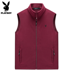 花花公子休闲马甲男士背心2025年冬季新款摇粒绒保暖坎肩马夹外套