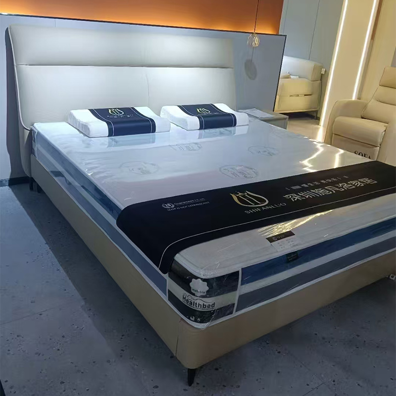 科朔真皮床现代简约皮床工厂展厅实拍轻奢风网红床921#