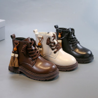 女童单靴子秋季款儿童女孩公主短靴洋气时尚中大童皮靴马丁靴