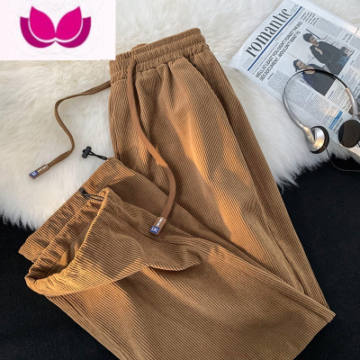 七斓古着vintage棕色灯芯绒裤子宽松bf慵懒风阔腿工装裤男直筒休闲裤