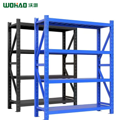 沃灏货架仓储仓库货物架置物架库房储物架器材展示架铁架钢架1米1.2米1.5米1.8米2米四层轻中重型货架(10件起发货)