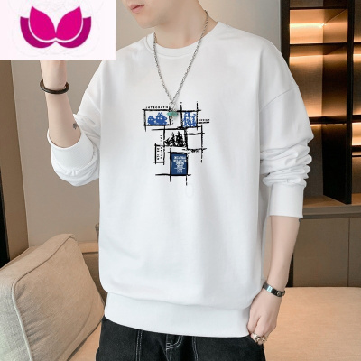 七斓长袖t恤男士卫衣新款ins潮牌白色学生帅气男装打底衫上衣服