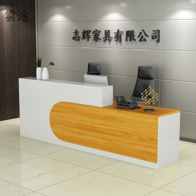 实木生态板收银台公司前台接待桌理发店院服装店便利店吧台柜定制 白