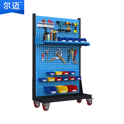 尔迈 挂钩方孔工具挂架车间维修工具架子多功能物料置物架五金工具展示货架 单面三层移动款