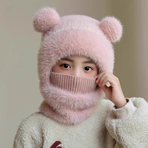 啄木鸟儿童帽子2025秋冬男女童围巾一体保暖加厚围脖护耳帽套头帽