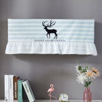 开机不取防尘挂机罩长方形1.5匹2P空调套盖巾 蓝条鹿(送可拆卸内胆包) 1p(宽85cm以内)开机免取