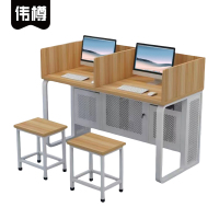 伟樽培训电脑桌带屏风一桌二凳140*60*75cm套