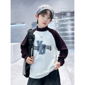 儿童装男童冬装加绒半高领卫衣新款大童秋冬款德绒冬季打底衫