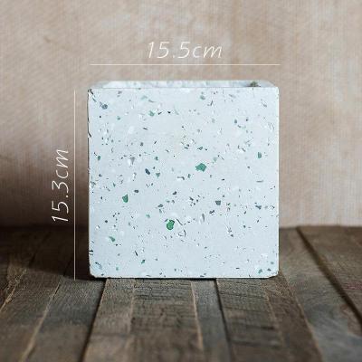 家柏饰(CORATED)水磨石混凝土花盆花器几何形体自由组合创意设计艺术B（底无孔，需打孔请备注）大