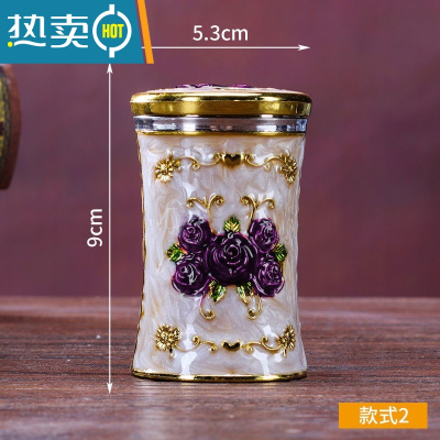 敬平欧式牙签盒创意家用客厅可爱牙签筒便捷旋转式牙签桶新品 旋转-金白紫花