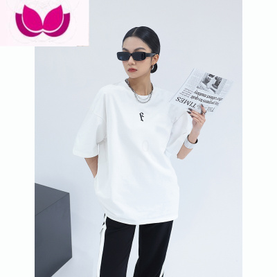 七斓ROTKstudio 潮牌基础250g白色圆领短袖T恤女2023夏季新款宽松上衣