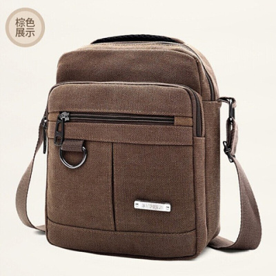 男包单肩包男帆布包休闲运动男士斜挎包包手机包竖款商务小背包-定制棕色棕色