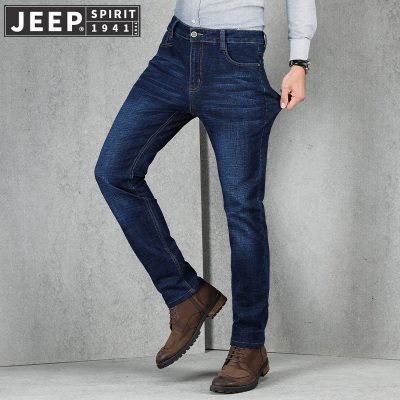 JEEPSPIRIT吉普男牛仔裤直筒薄款休闲长裤黑色青年男大码牛仔裤男宽松