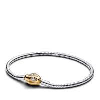 Pandora /潘多拉女款蛇头扣双色蛇链手链银k金镀层时尚饰品