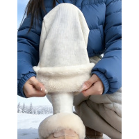 羊羔绒加绒运动裤子女冬加厚棉裤白色小个子束脚卫裤宽松阔腿裤子