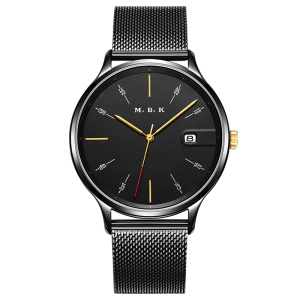 M.B.K欧美品牌手表潮流防水全自动机械表 男手表男士蓝宝石腕表男表简约时尚带日历表M1001G009