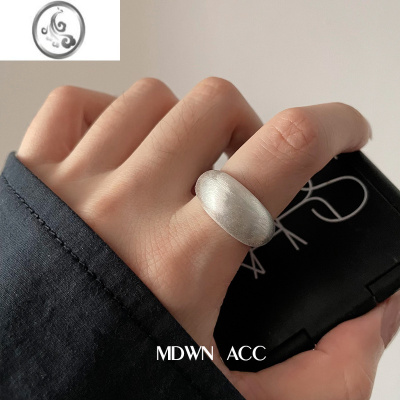 JiMi巨帅拉风!925银银戒指女 ins风冷淡拉丝磨砂素银极简日韩指环潮