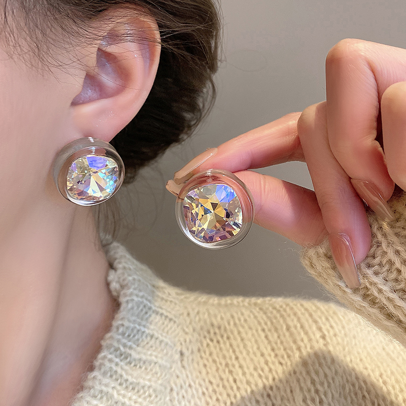水晶耳环新款2023耳钉女纯银针小众耳饰坠设计感高级轻奢气质