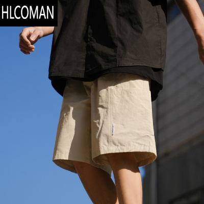 HLCOMAN@ 纯色速干短裤男夏季宽松运动沙滩裤宽松直筒五分裤子