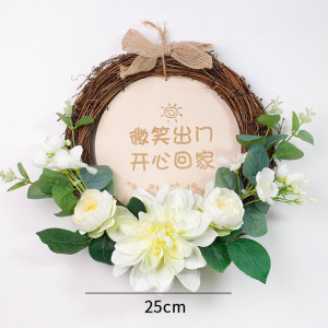 维诺亚定制挂牌欢迎光临营业玻璃门提示木牌墙面上遮瑕装饰铃铛花环挂件