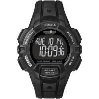 天美时(Timex)男士石英表44mm黑盘黑带抗冲击防水运动手表