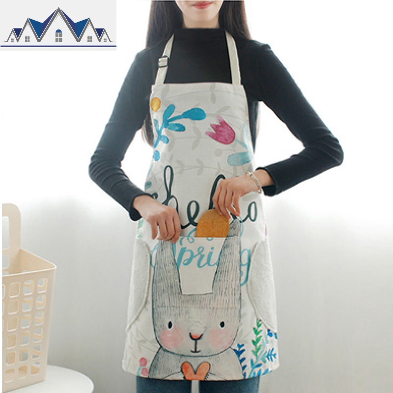 创意可擦手卡通兔子围裙家用成人厨房防污防油餐厅工作服女围裙 三维工匠