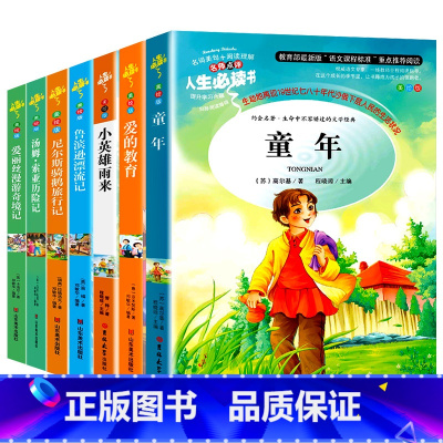 [七册]童年+爱的教育+雨来+鲁滨逊+汤姆索亚+爱丽丝+尼尔斯骑鹅 [正版]小英雄雨来管桦原著完整版名师导读带批注读后感