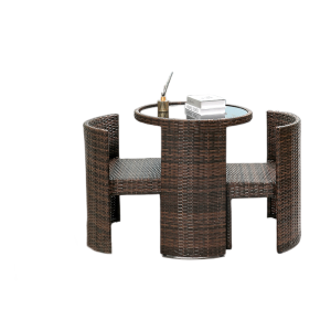 阳台小桌椅茶桌椅组合户外庭院网红休闲室外藤编椅子藤椅三件套 圆形咖色一桌两椅