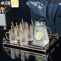 三维工匠北欧玻璃冷水壶套装家用客厅凉水壶水杯可高温创意凉开水壶凉水杯 玻璃杯6只+1大壶+1大托盘[308]配送6勺
