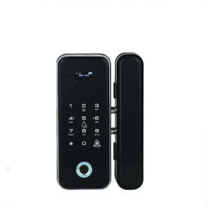 全国师傅上门安装 办公室玻璃门指纹锁免开孔密码锁刷卡锁遥控单双门有无框平移门电子智能门锁 免地插双钩蓝牙款