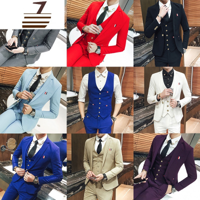 NEWLAKE西服套装男正装修身韩版青年学生帅气型师小西装三件套新郎婚礼