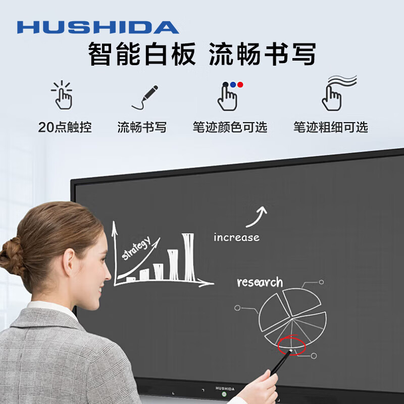 互视达/HUSHIDA CW-JXCM-55 交互式 壁挂式 单面 55英寸会议平板一体机电子白板