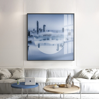乔迁礼品抽象玄关装饰画现代简约城市走廊壁画横版客厅背景墙挂画样板房画