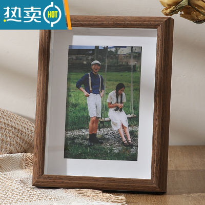 敬平照片打印加相框实木六7寸挂墙定制来图定做冲洗相册8立体中空摆台 胡桃色+洗照片 8寸[内框15.3x20.3cm]摆