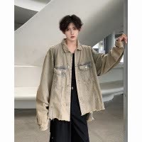 夹克男春秋季美式高街复古水洗牛仔夹克男街头痞帅潮牌青少年外套