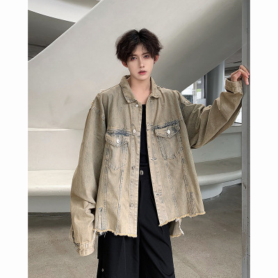 夹克男春秋季美式高街复古水洗牛仔夹克男街头痞帅潮牌青少年外套