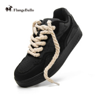 Flange Bullo法兰布洛新品滑板厚底板鞋男鞋大学生小黑鞋百搭轻便休闲鞋复古经典运动鞋子街头情侣男女款F3421