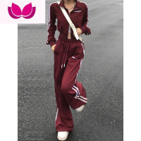 七斓时尚少女运动服套装复古宽松显瘦短款修身慵懒风卫衣套