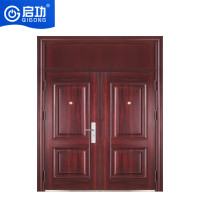 启功镀锌钢小区学校工厂防盗双门原木纹色防盗门QG-FDM9500