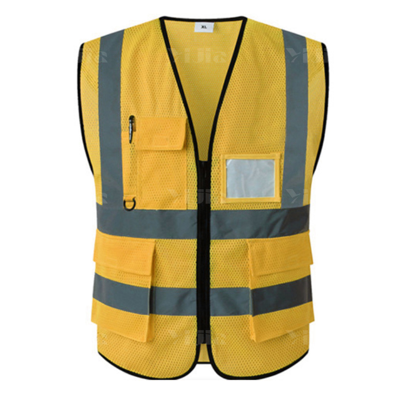 翌嘉YJ4112143 反光背心环卫园林反光马甲施工交通反光衣 桃心网口袋款金黄色